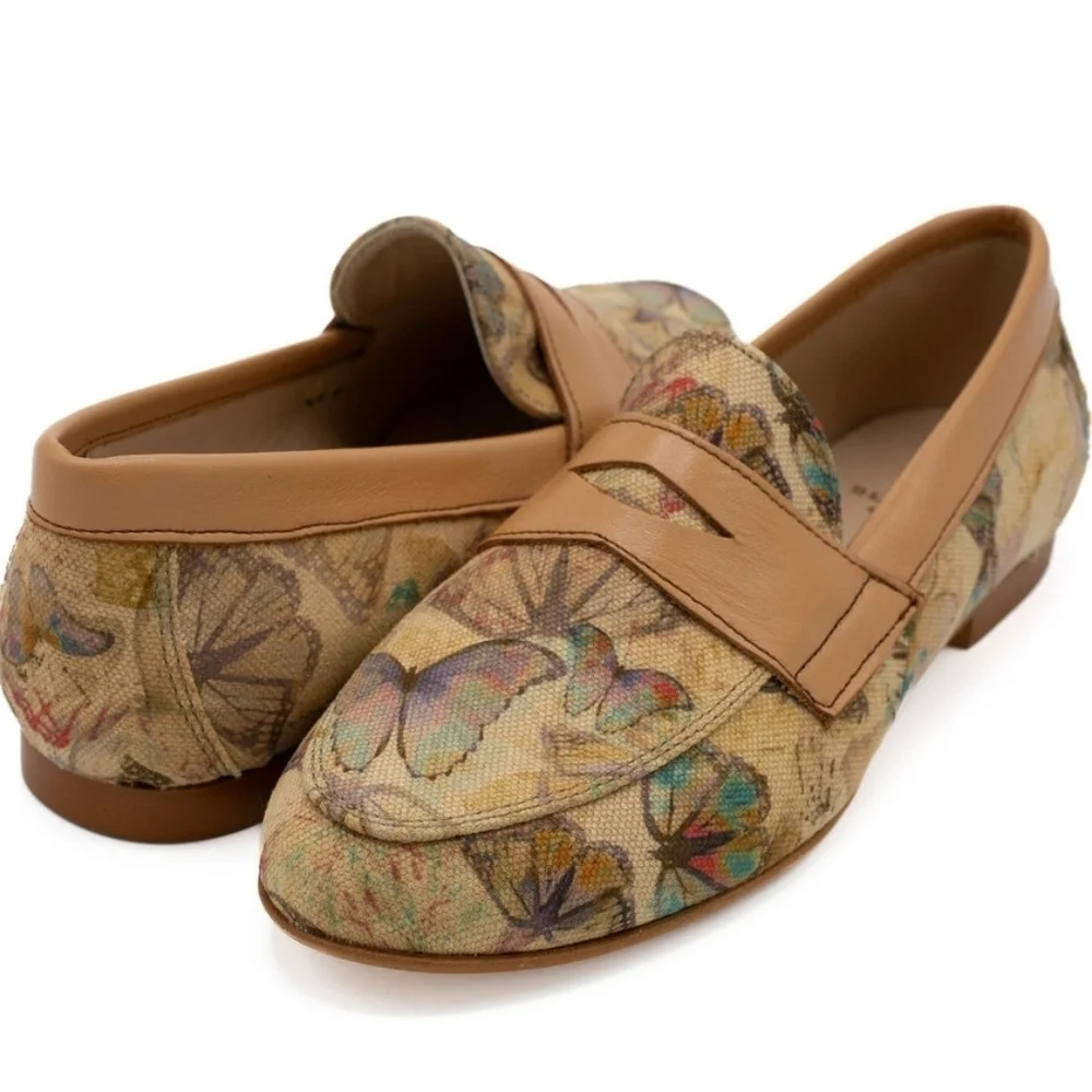 Sz 37 EU BluBlonc Caylee Leather Butterfly Loafers